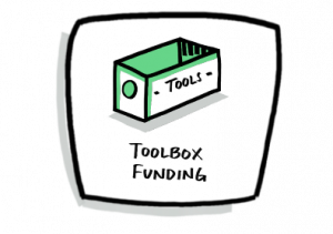 drawing of a toolbox with the words toolbox funding