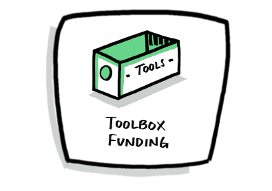 drawing of a toolbox with the words toolbox funding